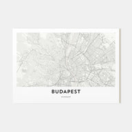 Budapest Map Landscape Poster