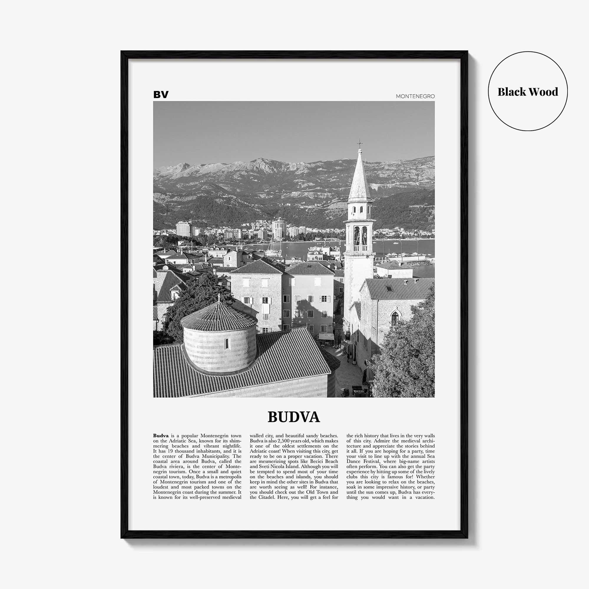 Budva Print Black and White, Budva Wall Art, Budva Poster, Budva Photo, Budva Wall Décor, Будва, Montenegro, Adriatic Sea, Europe