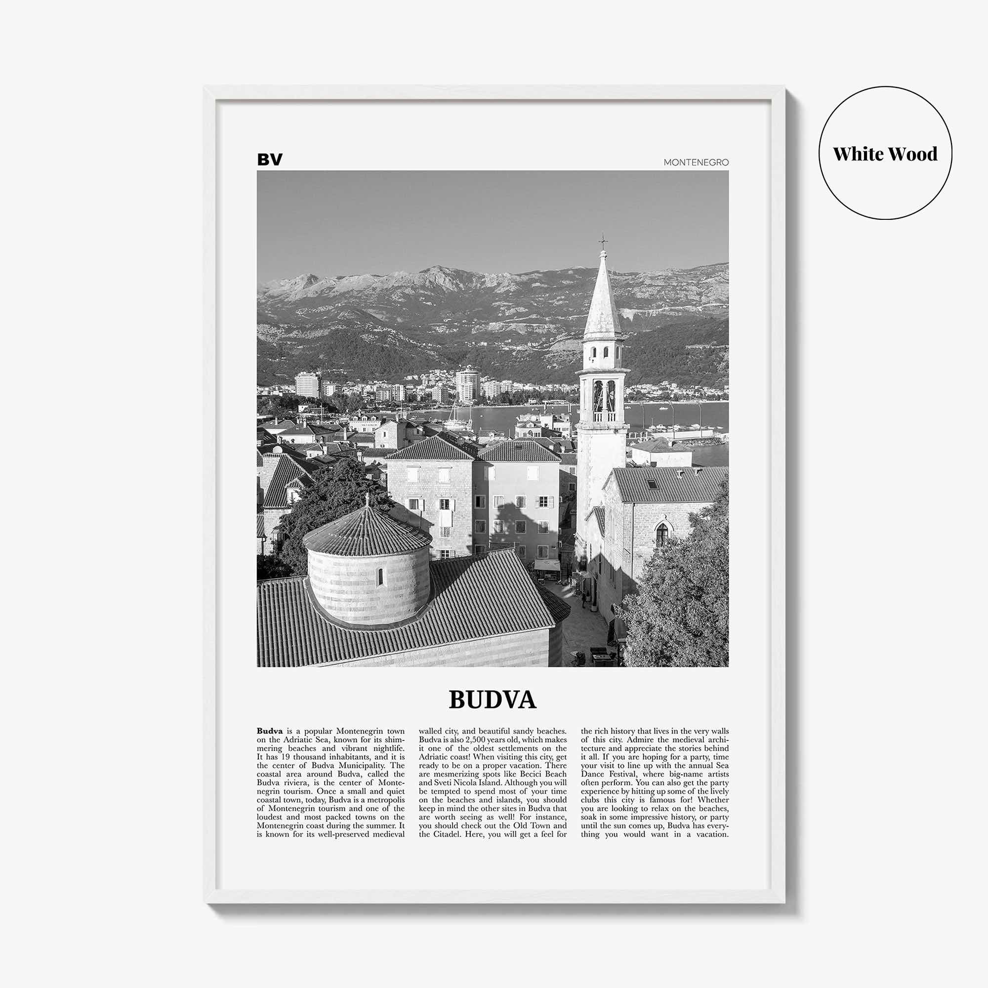 Budva Print Black and White, Budva Wall Art, Budva Poster, Budva Photo, Budva Wall Décor, Будва, Montenegro, Adriatic Sea, Europe
