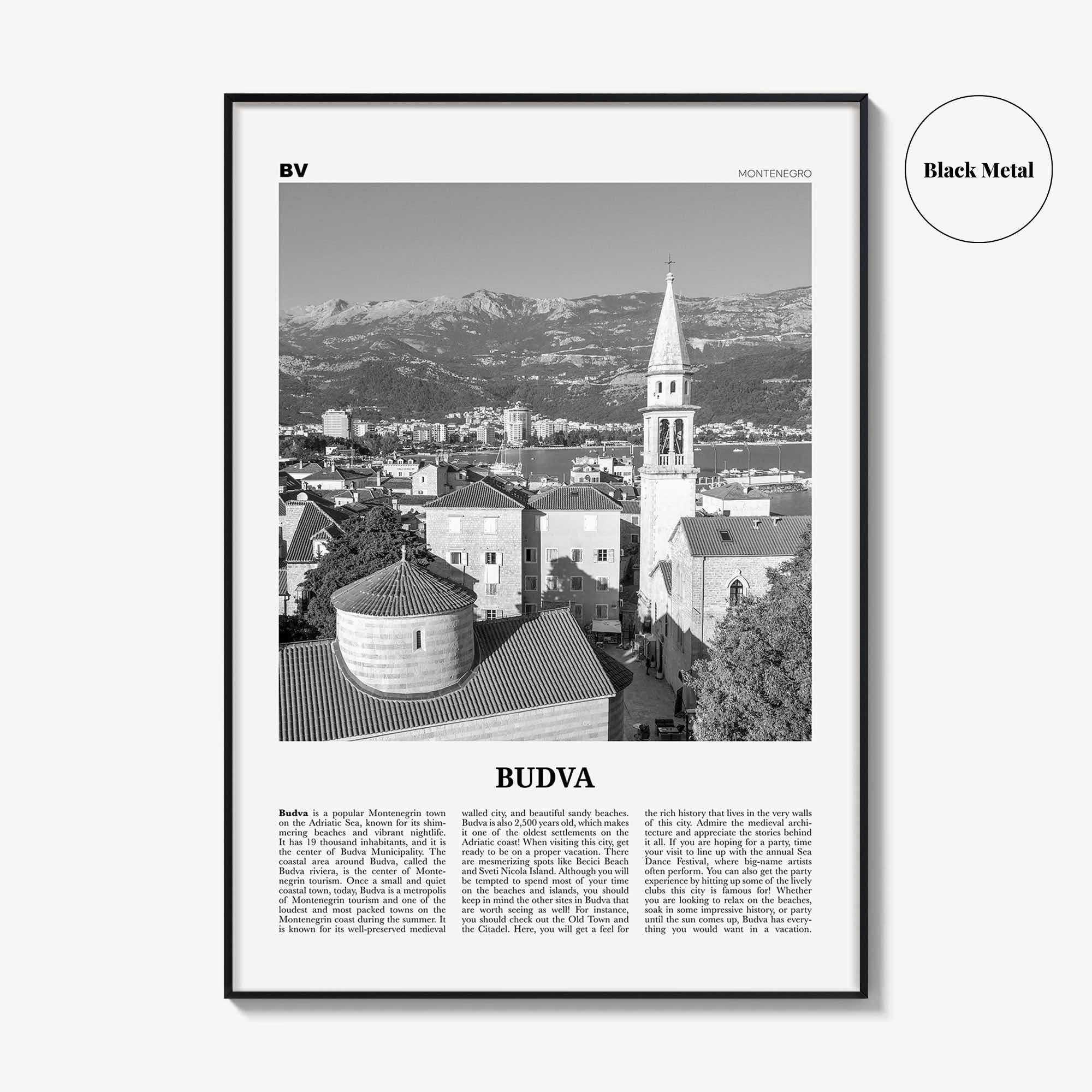 Budva Print Black and White, Budva Wall Art, Budva Poster, Budva Photo, Budva Wall Décor, Будва, Montenegro, Adriatic Sea, Europe