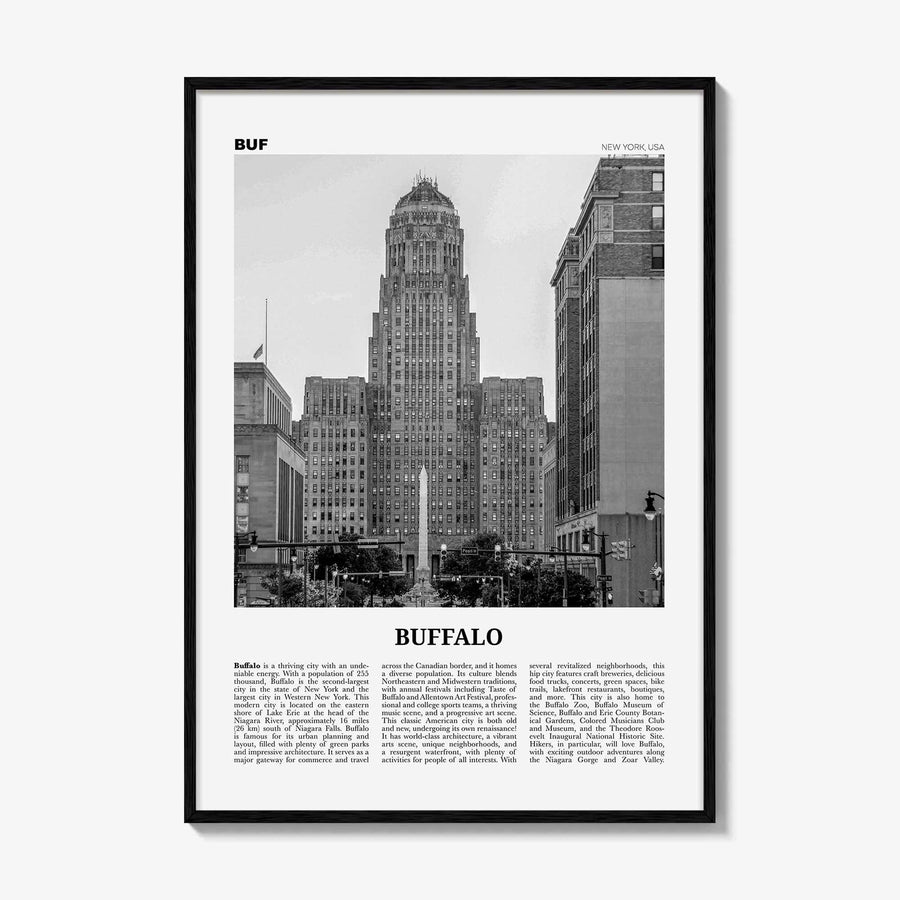 Buffalo Print Black and White No 1, Buffalo Wall Art, Buffalo Poster, Buffalo Photo, Buffalo Decor, New York, USA, United States, America