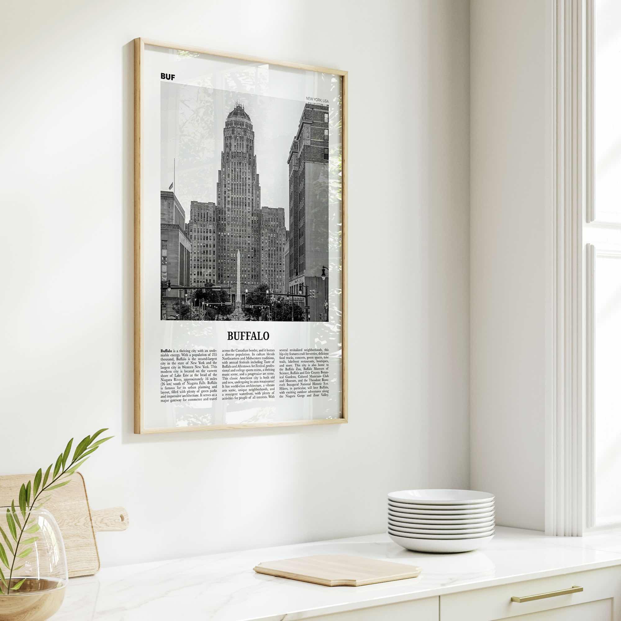 Buffalo Print Black and White No 1, Buffalo Wall Art, Buffalo Poster, Buffalo Photo, Buffalo Decor, New York, USA, United States, America