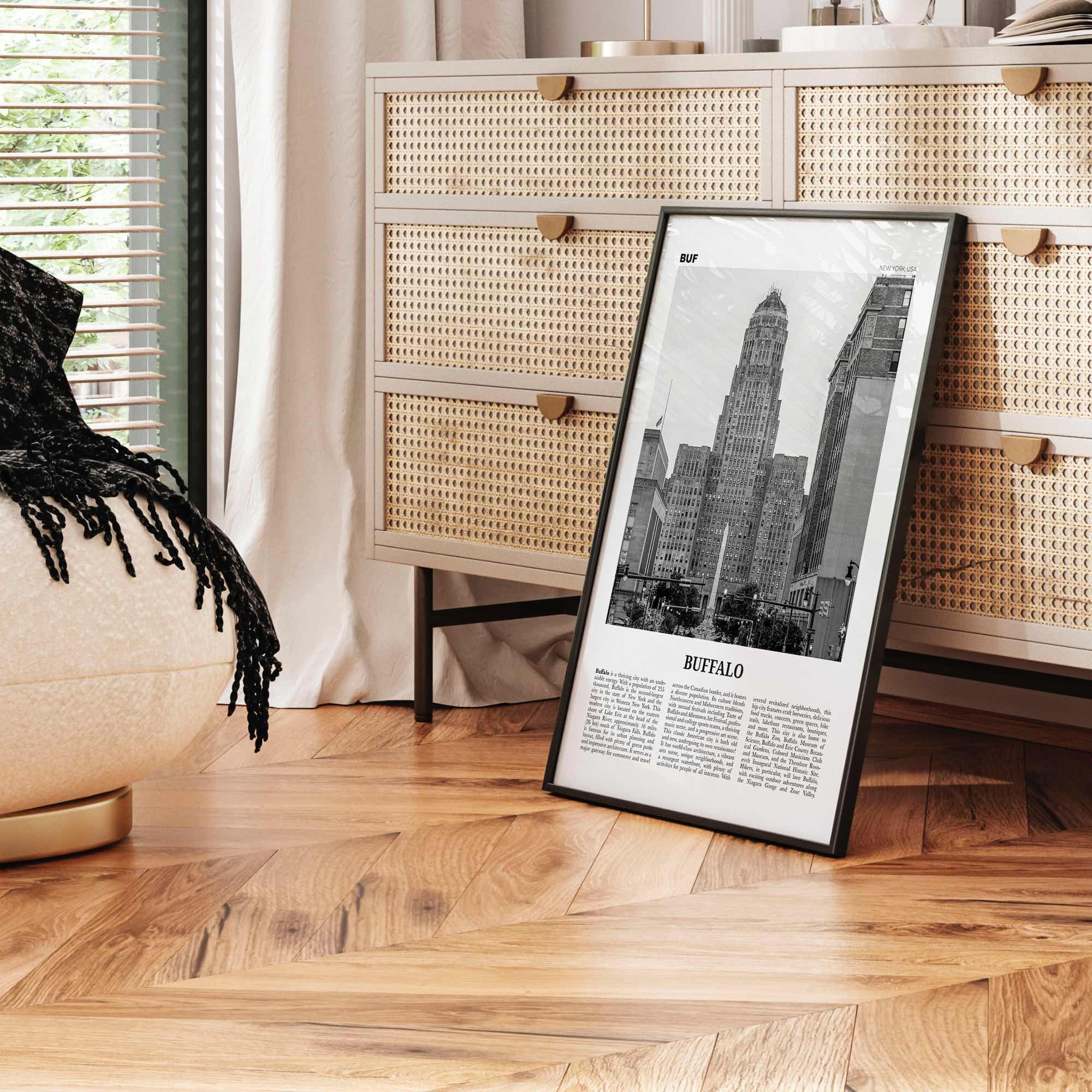 Buffalo Print Black and White No 1, Buffalo Wall Art, Buffalo Poster, Buffalo Photo, Buffalo Decor, New York, USA, United States, America