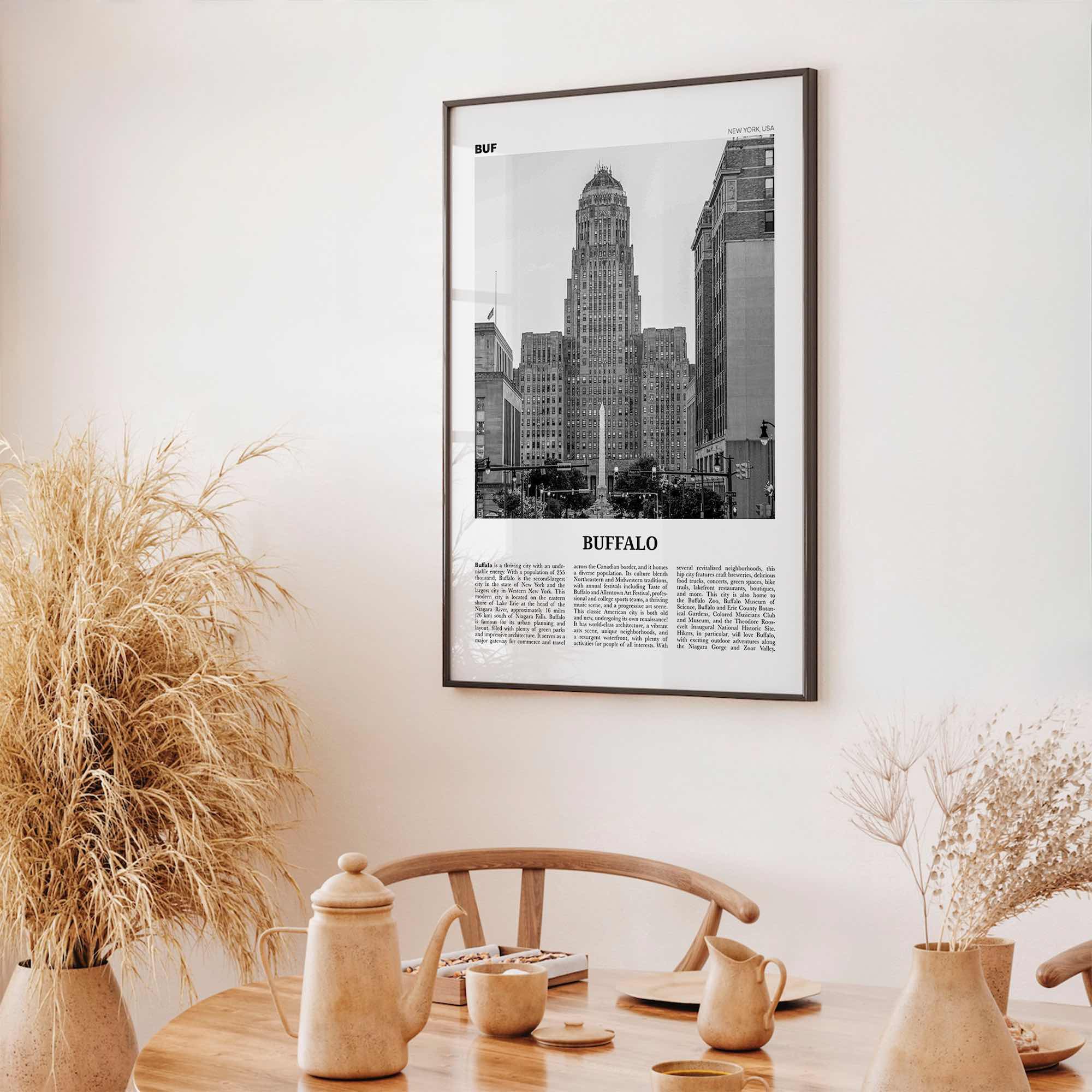 Buffalo Print Black and White No 1, Buffalo Wall Art, Buffalo Poster, Buffalo Photo, Buffalo Decor, New York, USA, United States, America