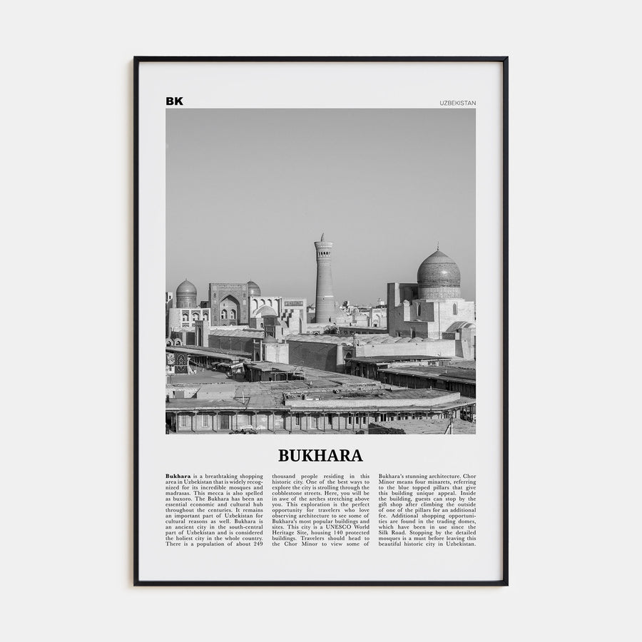 Bukhara Travel B&W Poster