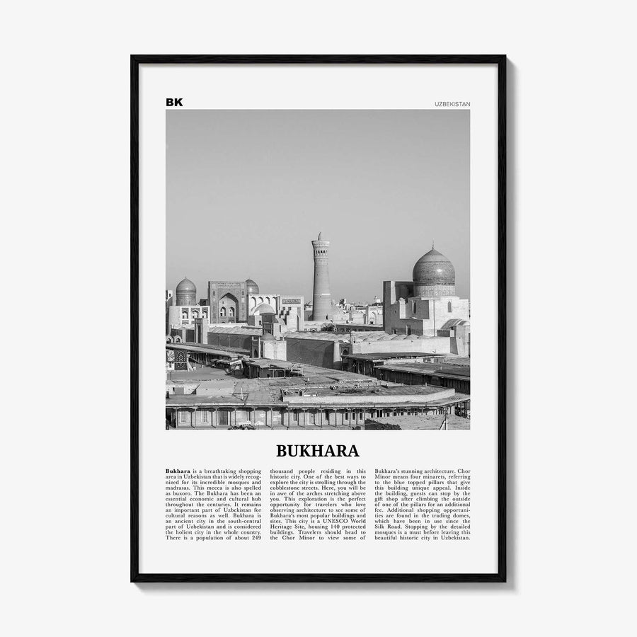 Bukhara Print Black and White, Bukhara Wall Art, Bukhara Poster, Bukhara Photo, Bukhara Wall Décor, Bukhara Map, Uzbekistan