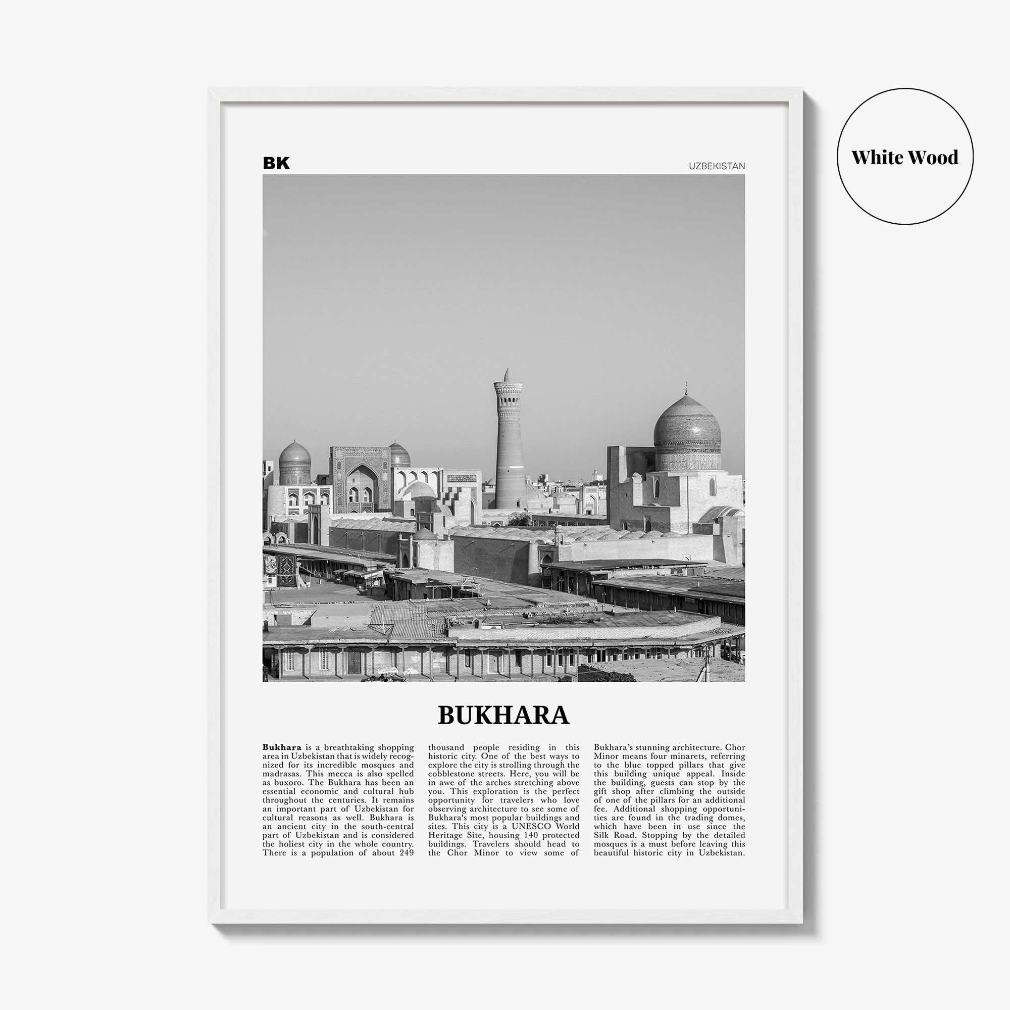Bukhara Print Black and White, Bukhara Wall Art, Bukhara Poster, Bukhara Photo, Bukhara Wall Décor, Bukhara Map, Uzbekistan
