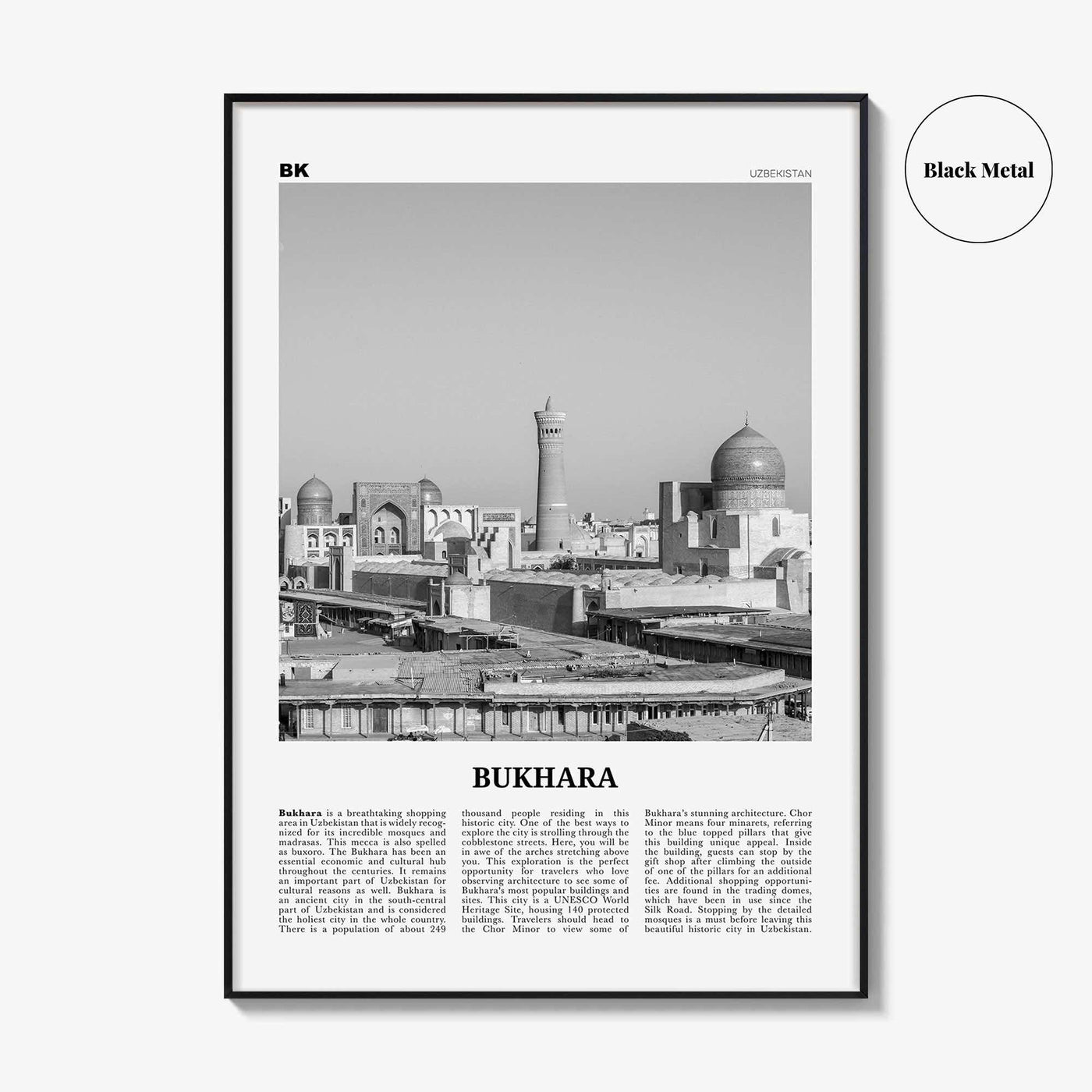 Bukhara Print Black and White, Bukhara Wall Art, Bukhara Poster, Bukhara Photo, Bukhara Wall Décor, Bukhara Map, Uzbekistan