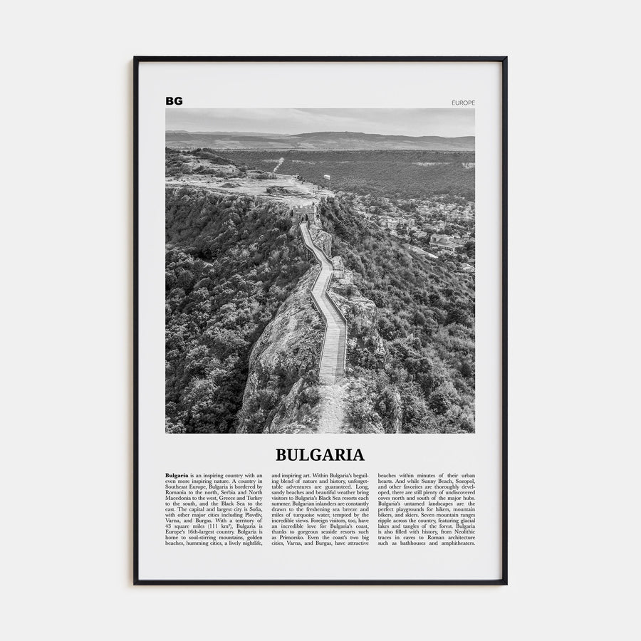 Bulgaria Travel B&W Poster