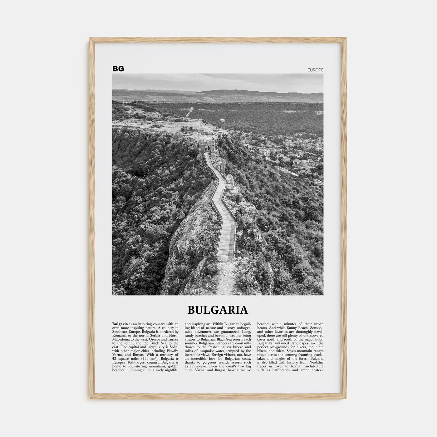 Bulgaria Travel B&W Poster