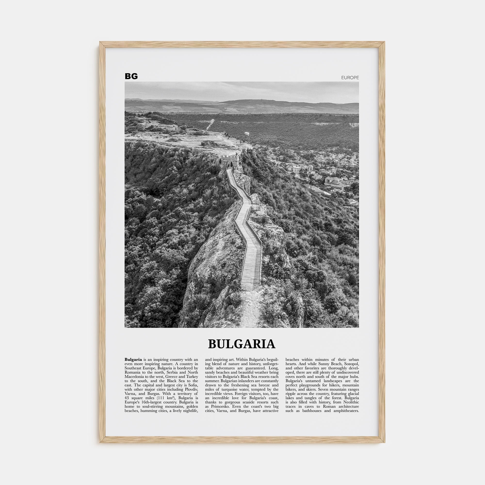 Bulgaria Travel B&W Poster