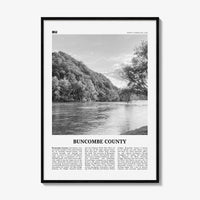 Buncombe County Print Black and White, Buncombe County Wall Art, Buncombe County Poster, Buncombe Photo, Buncombe Wall Décor, Buncombe Map