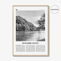 Buncombe County Print Black and White, Buncombe County Wall Art, Buncombe County Poster, Buncombe Photo, Buncombe Wall Décor, Buncombe Map