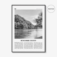 Buncombe County Print Black and White, Buncombe County Wall Art, Buncombe County Poster, Buncombe Photo, Buncombe Wall Décor, Buncombe Map
