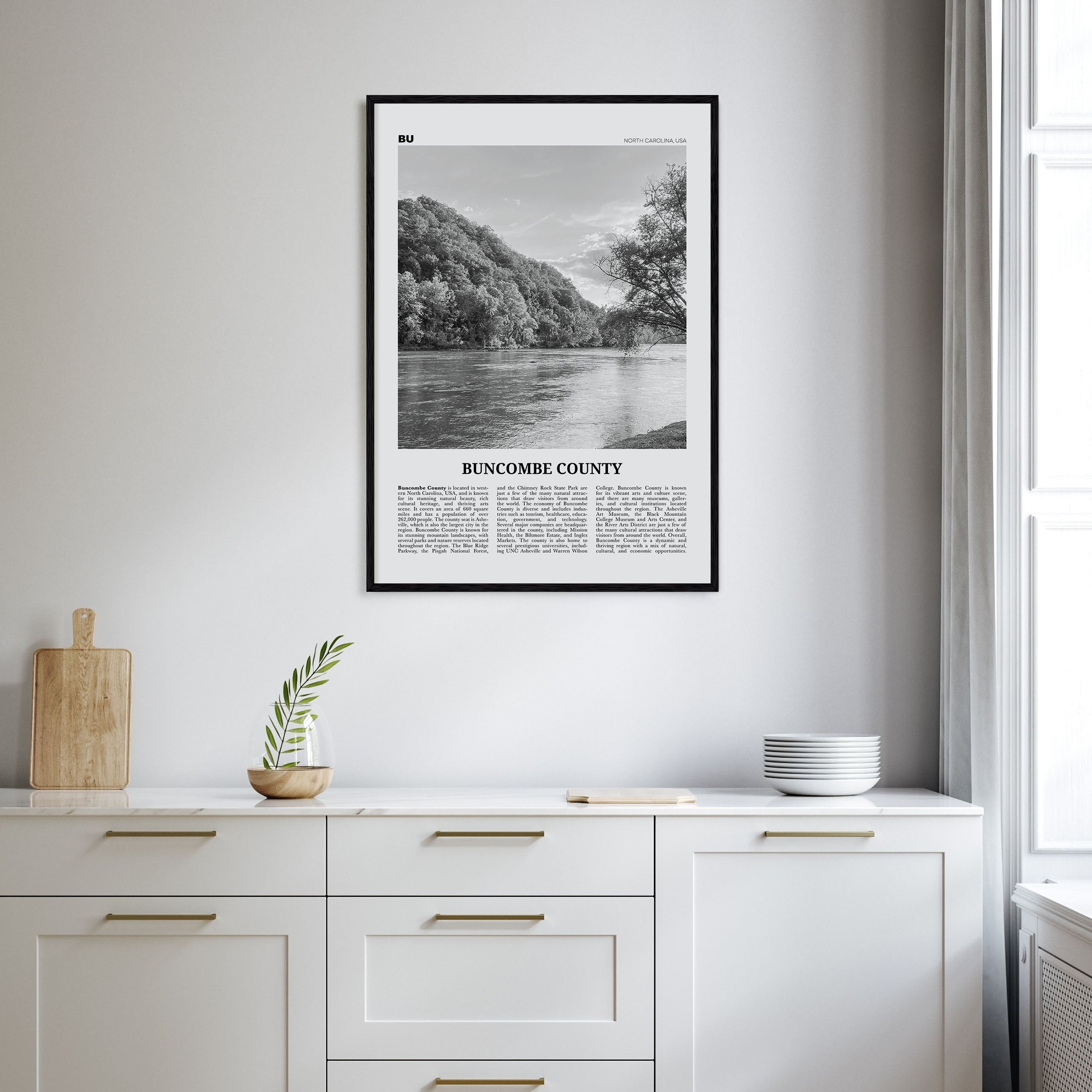 Buncombe County Travel B&W Poster
