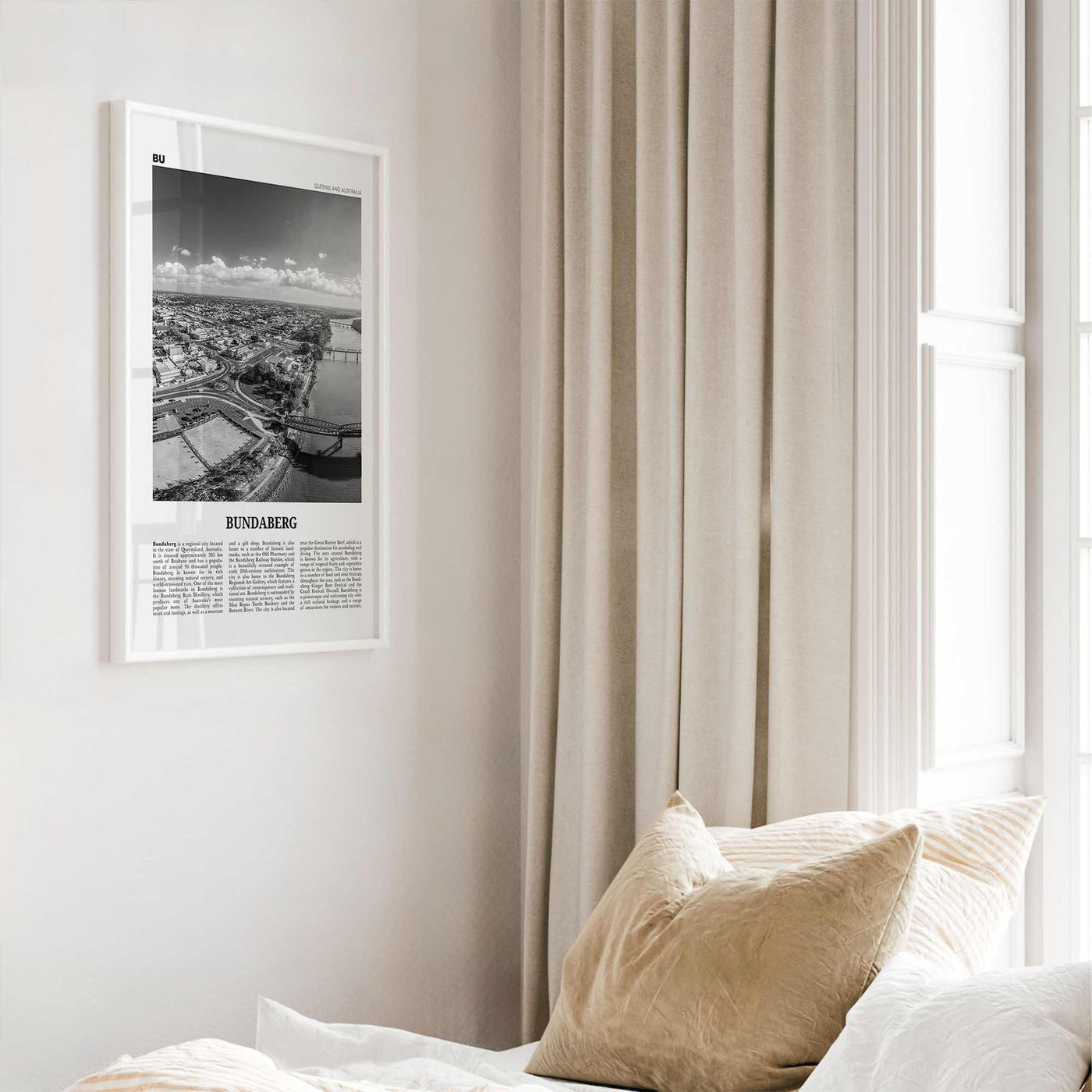 Bundaberg Print Black and White, Bundaberg Wall Art, Bundaberg Poster, Bundaberg Photo, Bundaberg Wall Décor, Bundaberg Map, Australia