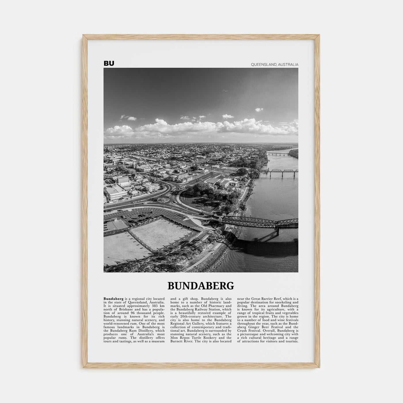 Bundaberg Travel B&W Poster