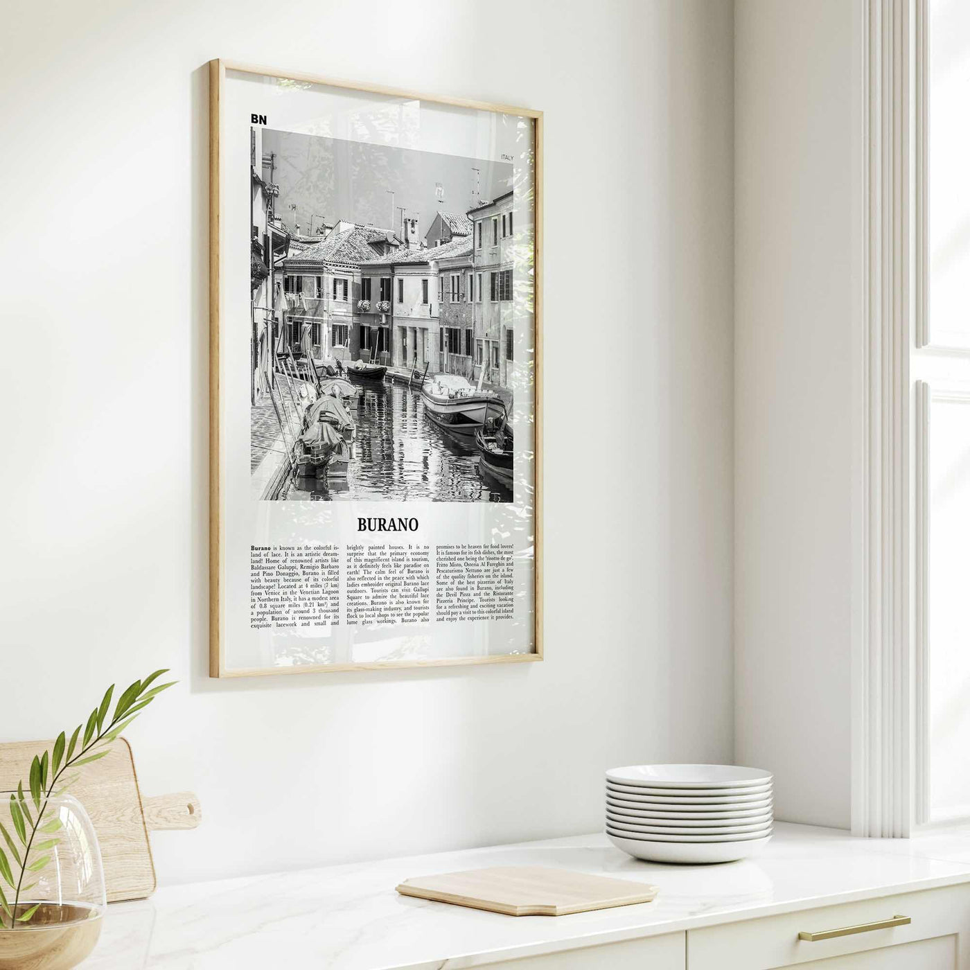 Burano Print Black and White, Burano Wall Art, Burano Poster, Burano Photo, Burano Map, Burano Wall Decor, Italy, Venetian Lagoon, Venice