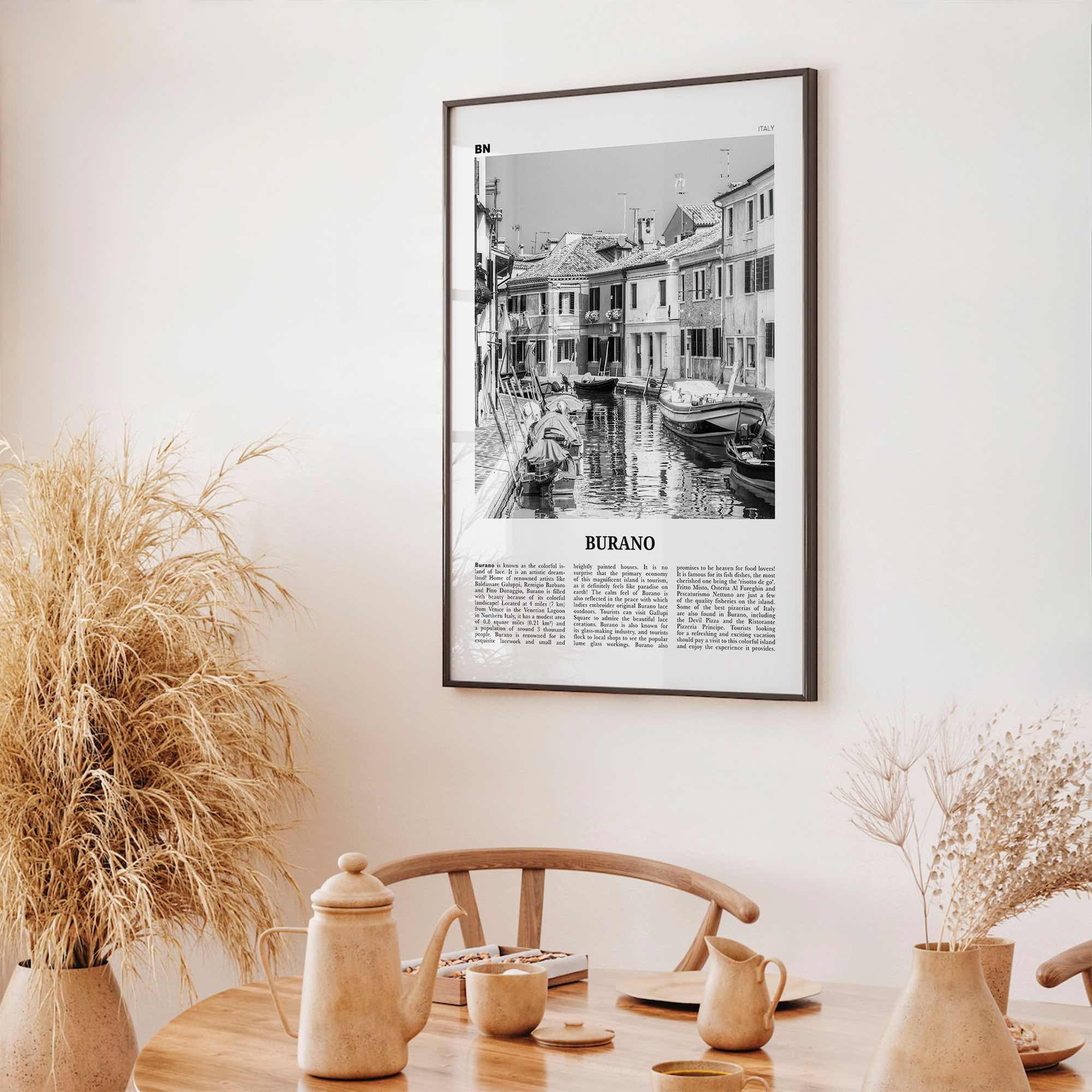 Burano Print Black and White, Burano Wall Art, Burano Poster, Burano Photo, Burano Map, Burano Wall Decor, Italy, Venetian Lagoon, Venice