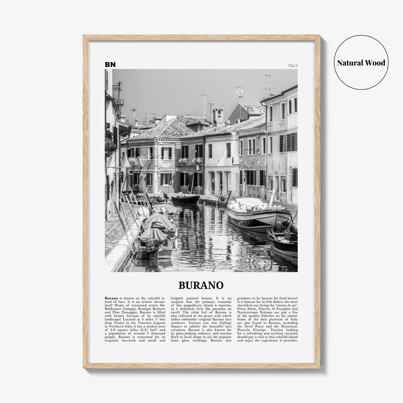 Burano Print Black and White, Burano Wall Art, Burano Poster, Burano Photo, Burano Map, Burano Wall Decor, Italy, Venetian Lagoon, Venice