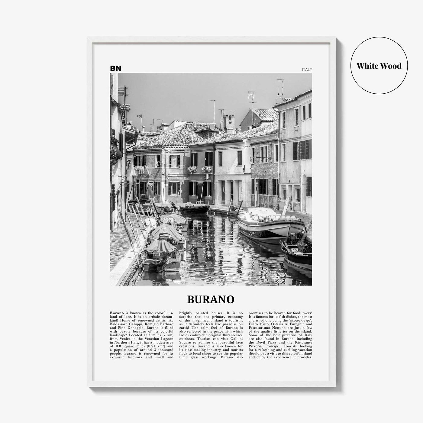 Burano Print Black and White, Burano Wall Art, Burano Poster, Burano Photo, Burano Map, Burano Wall Decor, Italy, Venetian Lagoon, Venice
