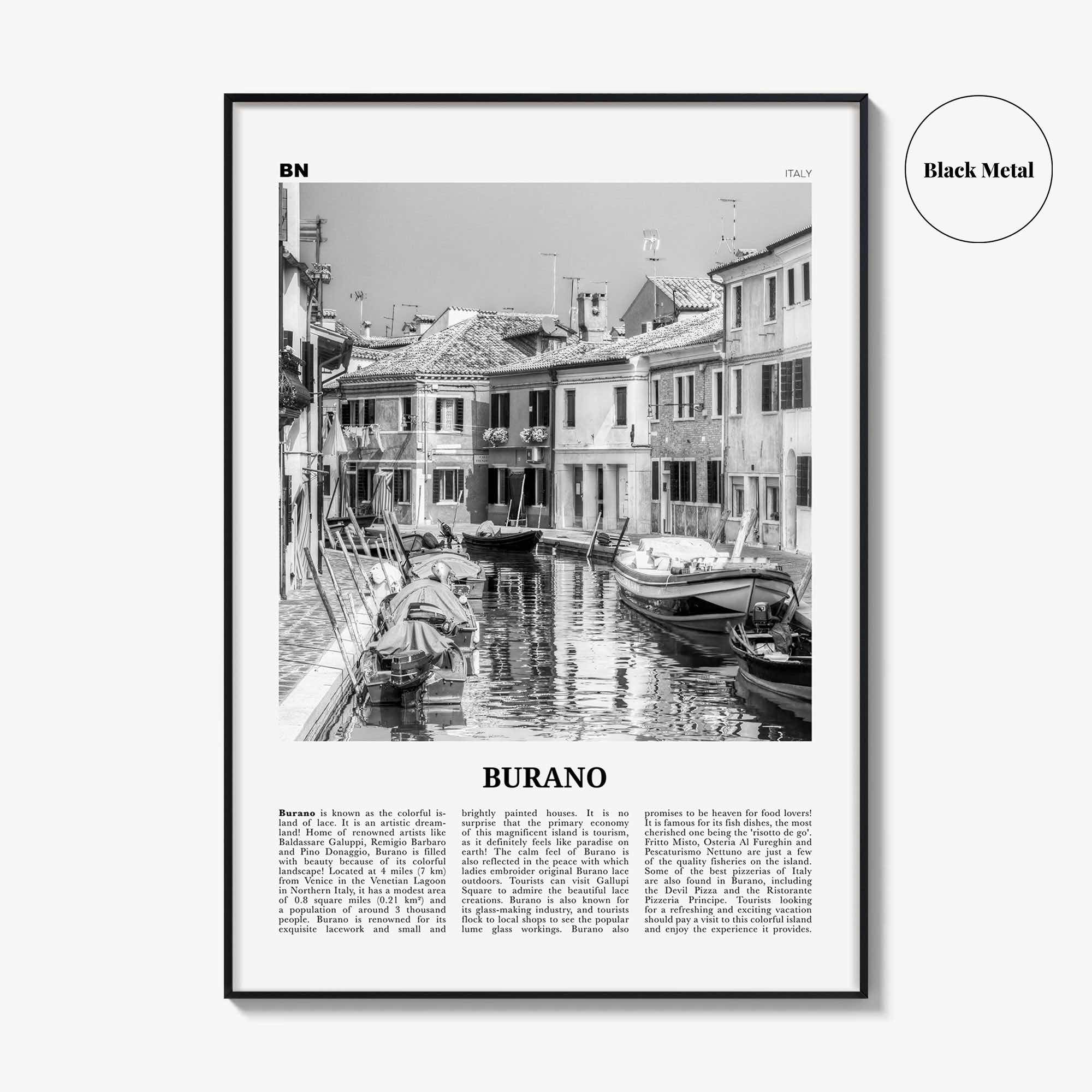 Burano Print Black and White, Burano Wall Art, Burano Poster, Burano Photo, Burano Map, Burano Wall Decor, Italy, Venetian Lagoon, Venice