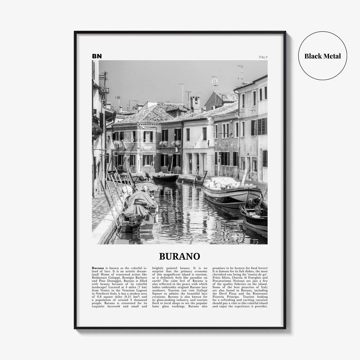 Burano Print Black and White, Burano Wall Art, Burano Poster, Burano Photo, Burano Map, Burano Wall Decor, Italy, Venetian Lagoon, Venice