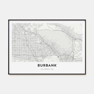 Burbank Map Landscape Poster