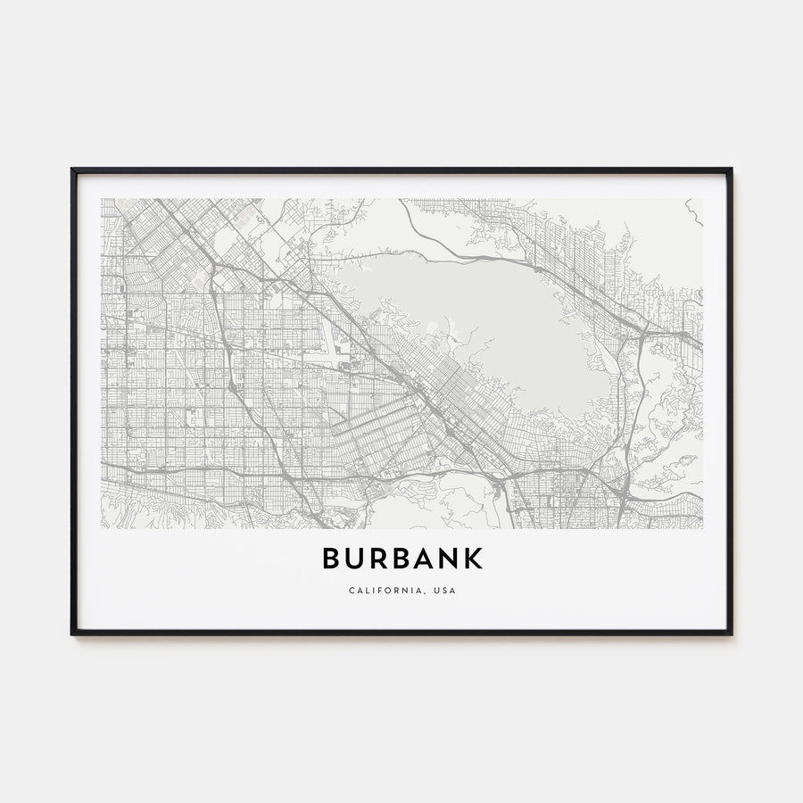 Burbank Map Landscape Poster