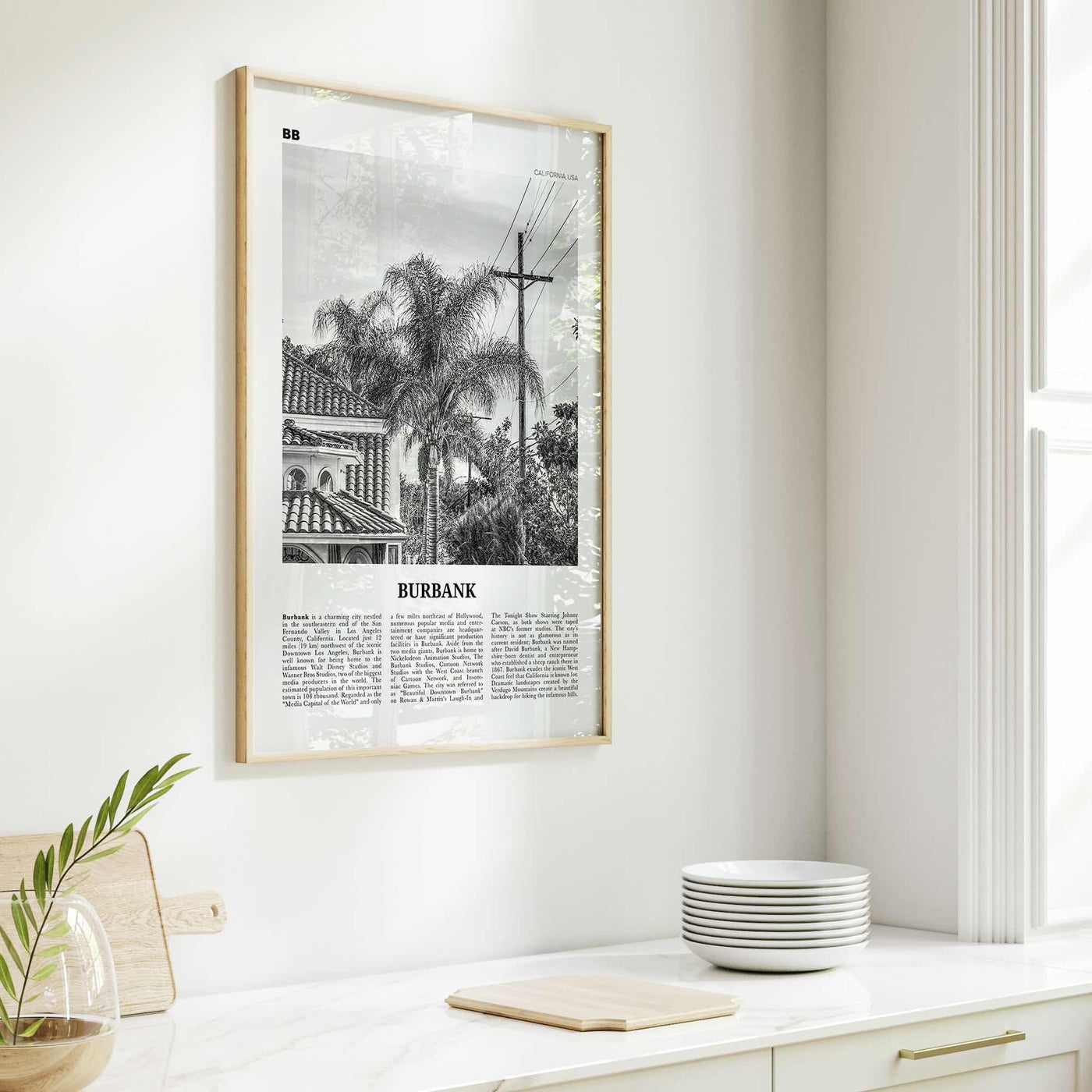 Burbank Print Black and White No 2, Burbank Wall Art, Burbank Poster, Burbank Photo, Burbank Wall Decor, California, USA, United States
