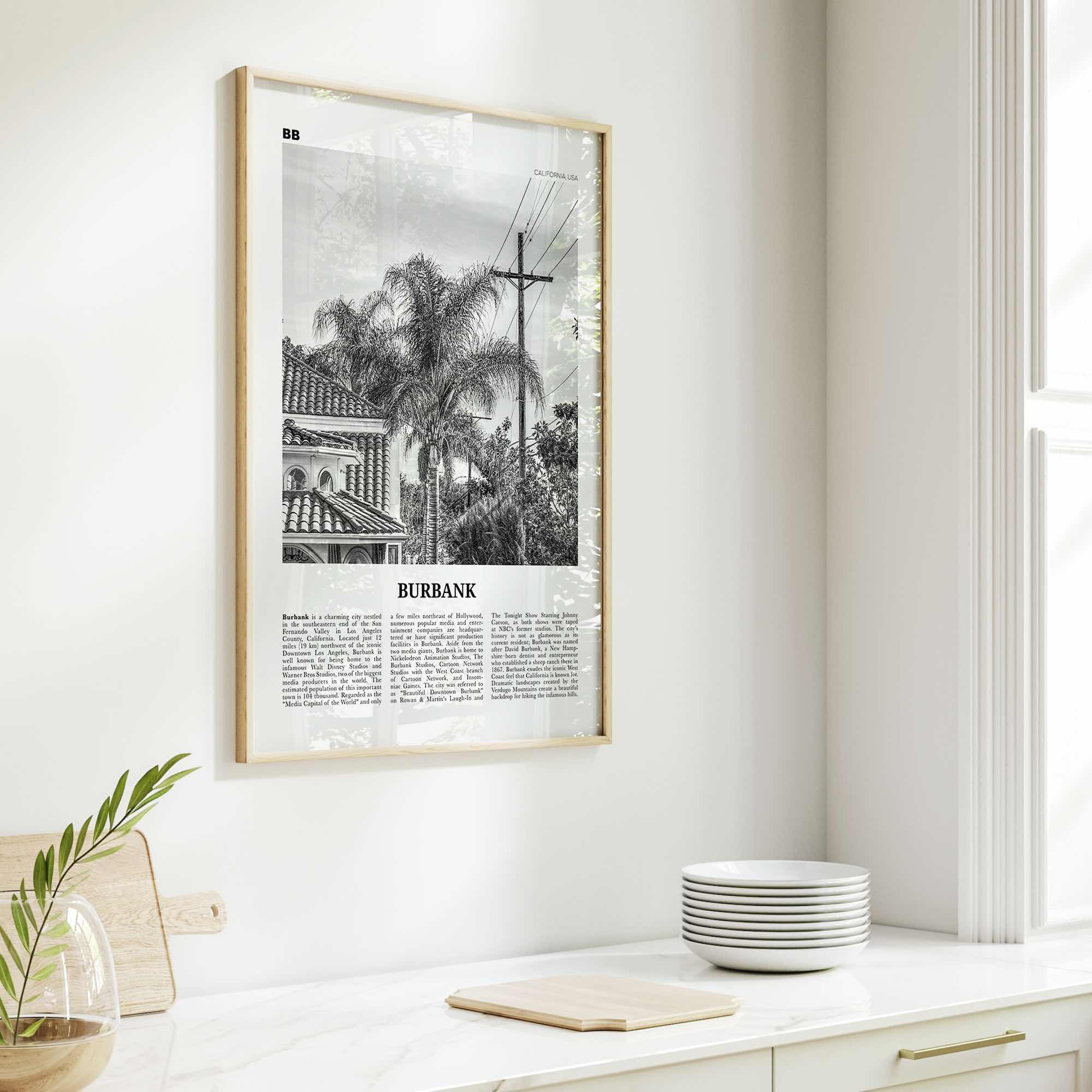 Burbank Print Black and White No 2, Burbank Wall Art, Burbank Poster, Burbank Photo, Burbank Wall Decor, California, USA, United States