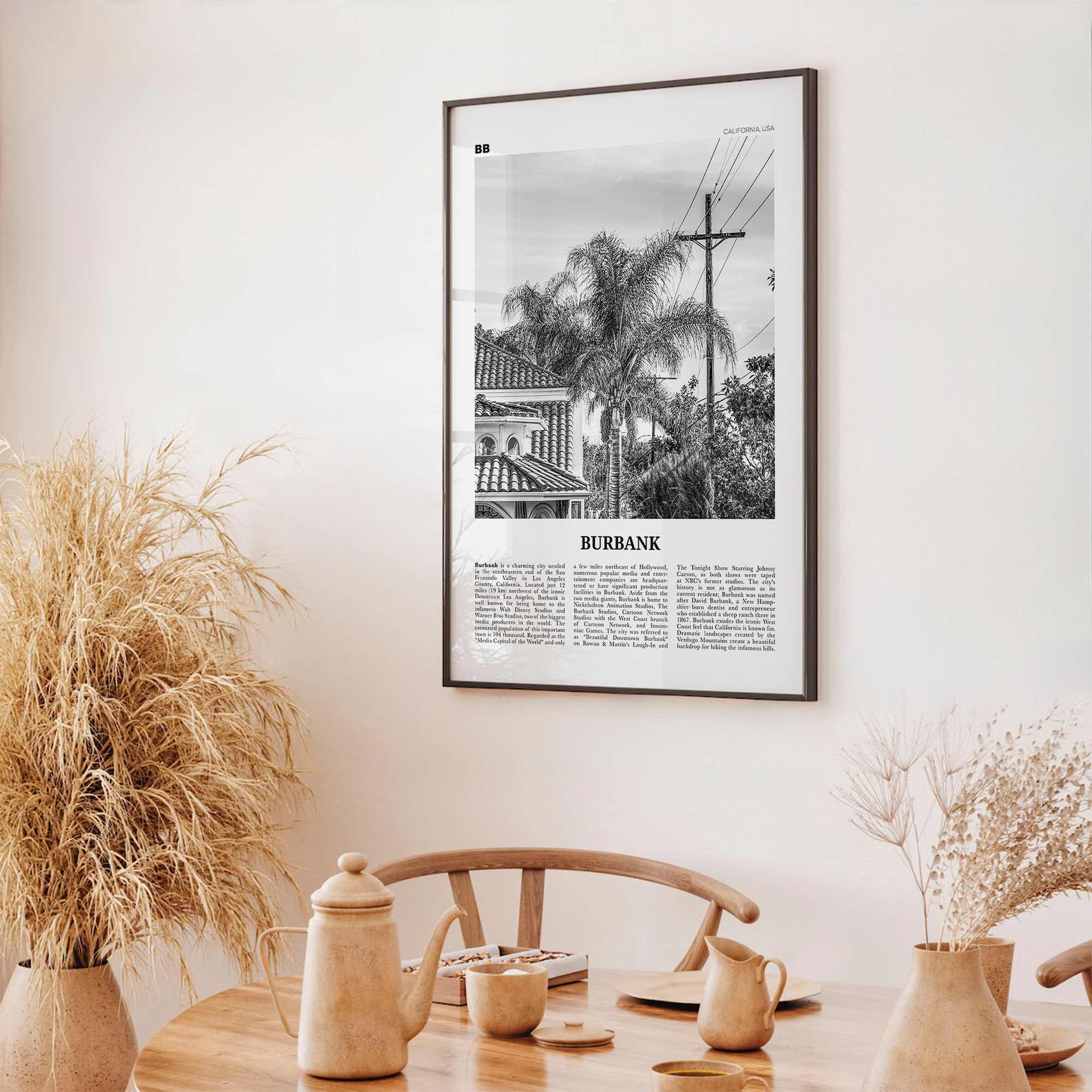Burbank Print Black and White No 2, Burbank Wall Art, Burbank Poster, Burbank Photo, Burbank Wall Decor, California, USA, United States