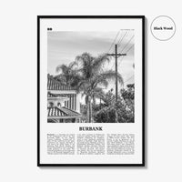 Burbank Print Black and White No 2, Burbank Wall Art, Burbank Poster, Burbank Photo, Burbank Wall Decor, California, USA, United States