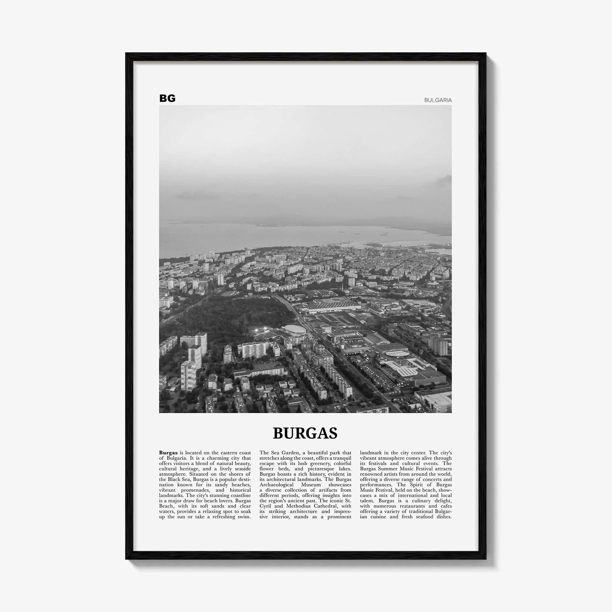 Burgas Print Black and White, Burgas Wall Art, Burgas Poster, Burgas Photo, Burgas Wall Décor, Burgas Map, Bulgaria
