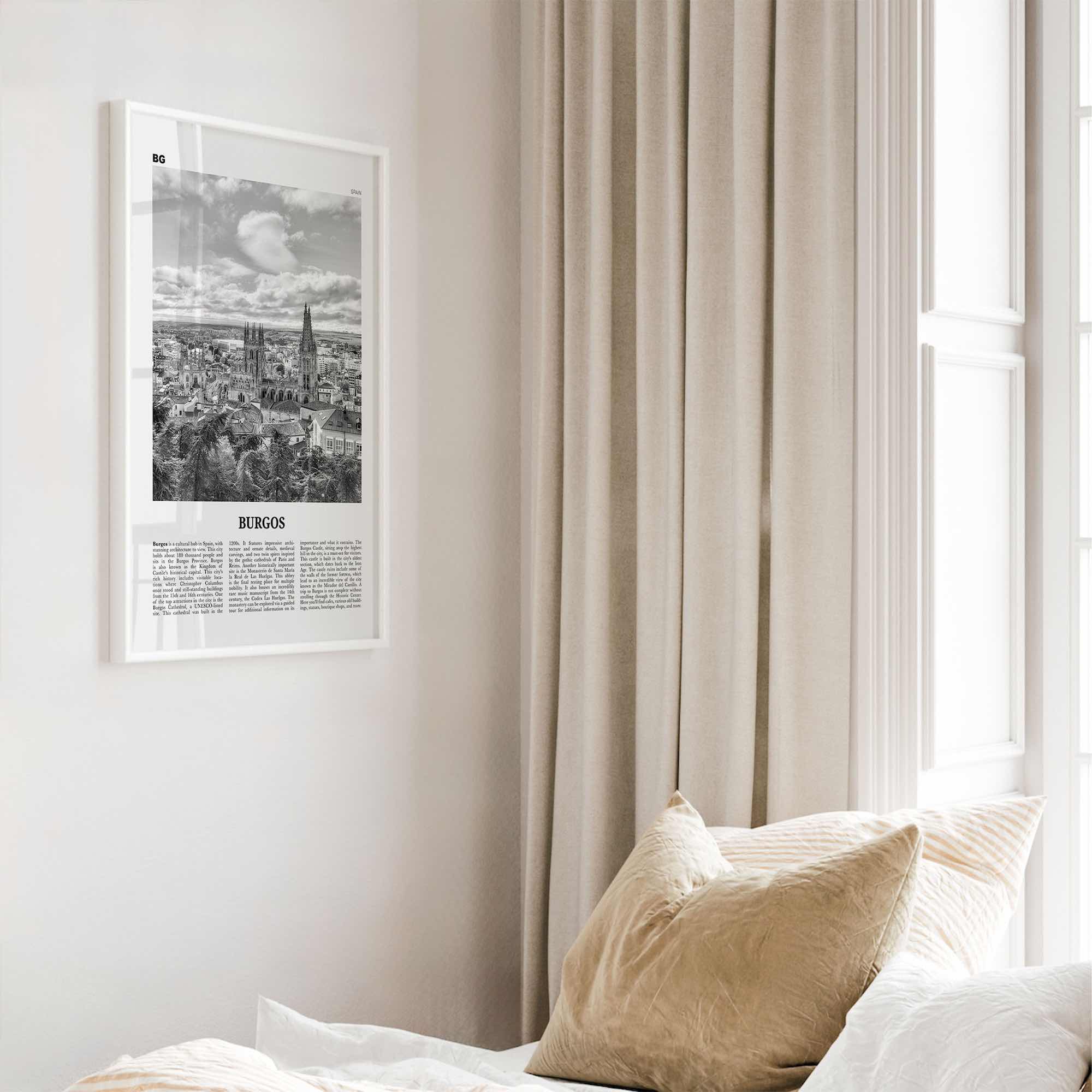 Burgos Print Black and White, Burgos Wall Art, Burgos Poster, Burgos Photo, Burgos Wall Décor, Burgos Map, Spain