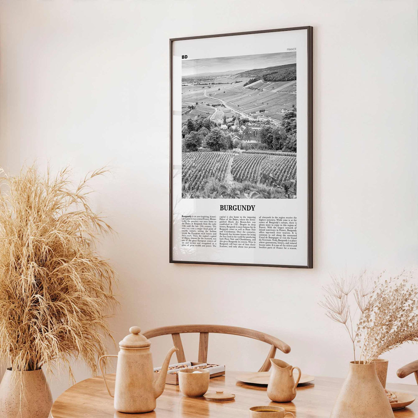 Burgundy Print Black and White, Burgundy Wall Art, Burgundy Poster, Burgundy Photo, Burgundy Wall Décor, Burgundy Map, France