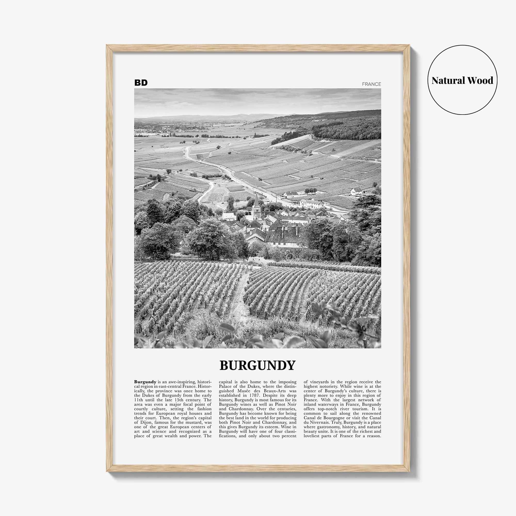 Burgundy Print Black and White, Burgundy Wall Art, Burgundy Poster, Burgundy Photo, Burgundy Wall Décor, Burgundy Map, France