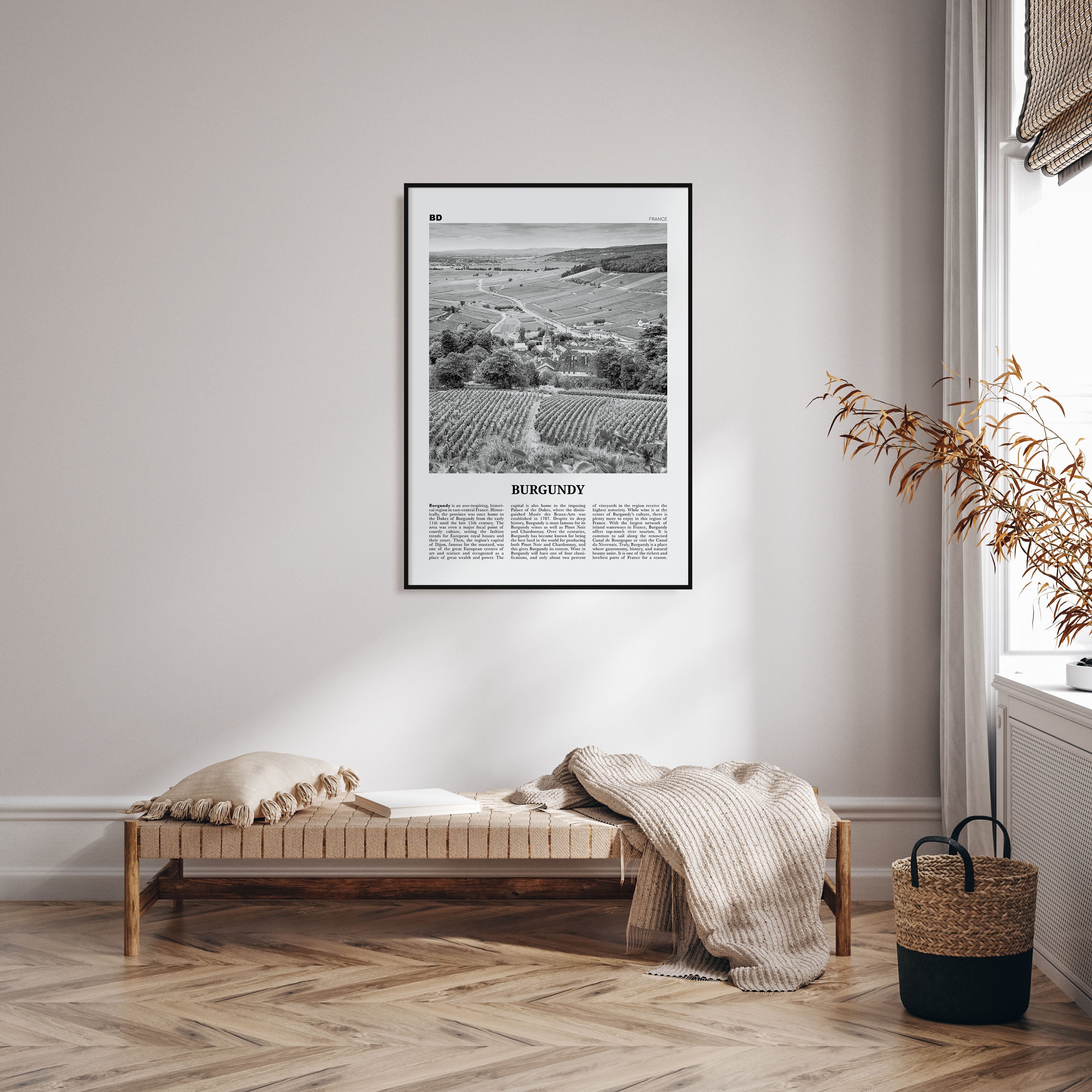 Burgundy Travel B&W Poster