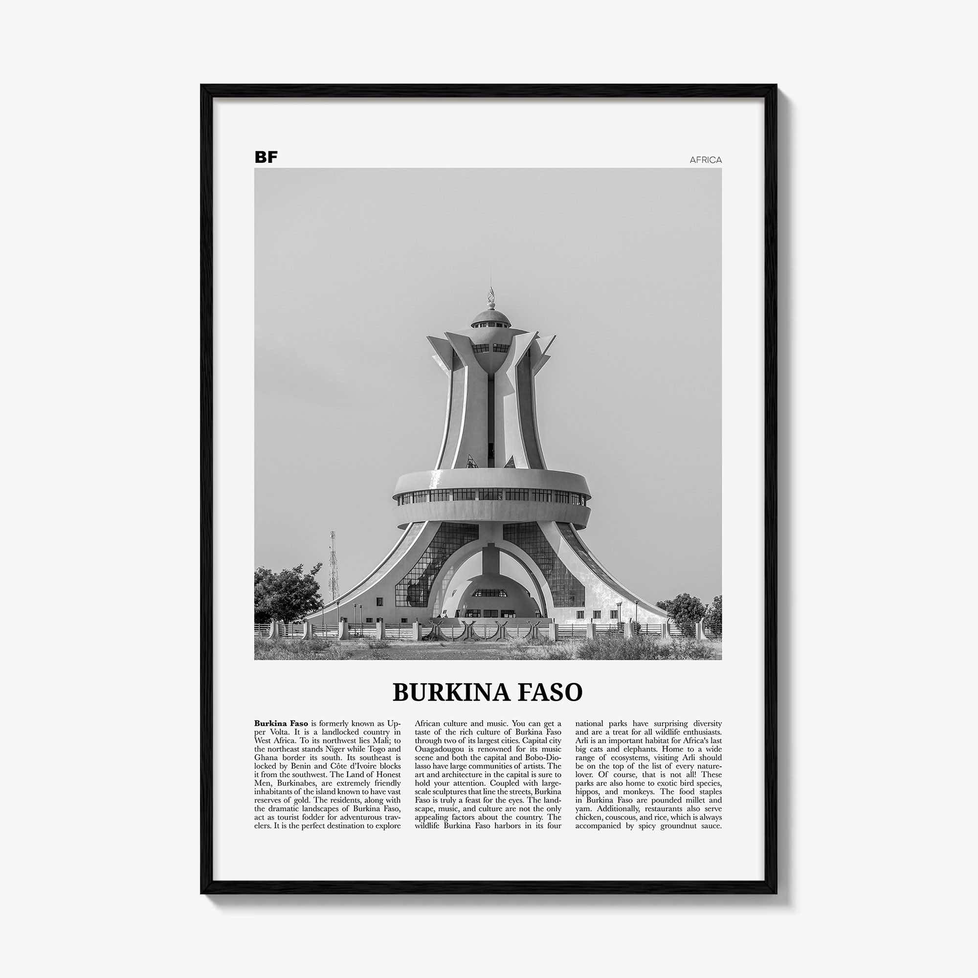 Burkina Faso Print Black and White, Burkina Faso Wall Art, Burkina Faso Poster, Burkina Faso Photo, Burkina Faso Wall Decor, Africa