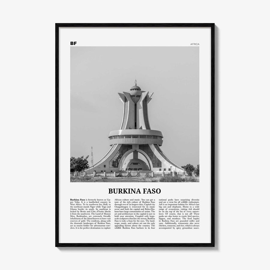 Burkina Faso Print Black and White, Burkina Faso Wall Art, Burkina Faso Poster, Burkina Faso Photo, Burkina Faso Wall Decor, Africa