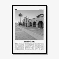 Burlingame Print Black and White, Burlingame Wall Art, Burlingame Poster, Burlingame Photo, Burlingame Décor, Burlingame Map, California USA