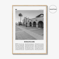 Burlingame Print Black and White, Burlingame Wall Art, Burlingame Poster, Burlingame Photo, Burlingame Décor, Burlingame Map, California USA