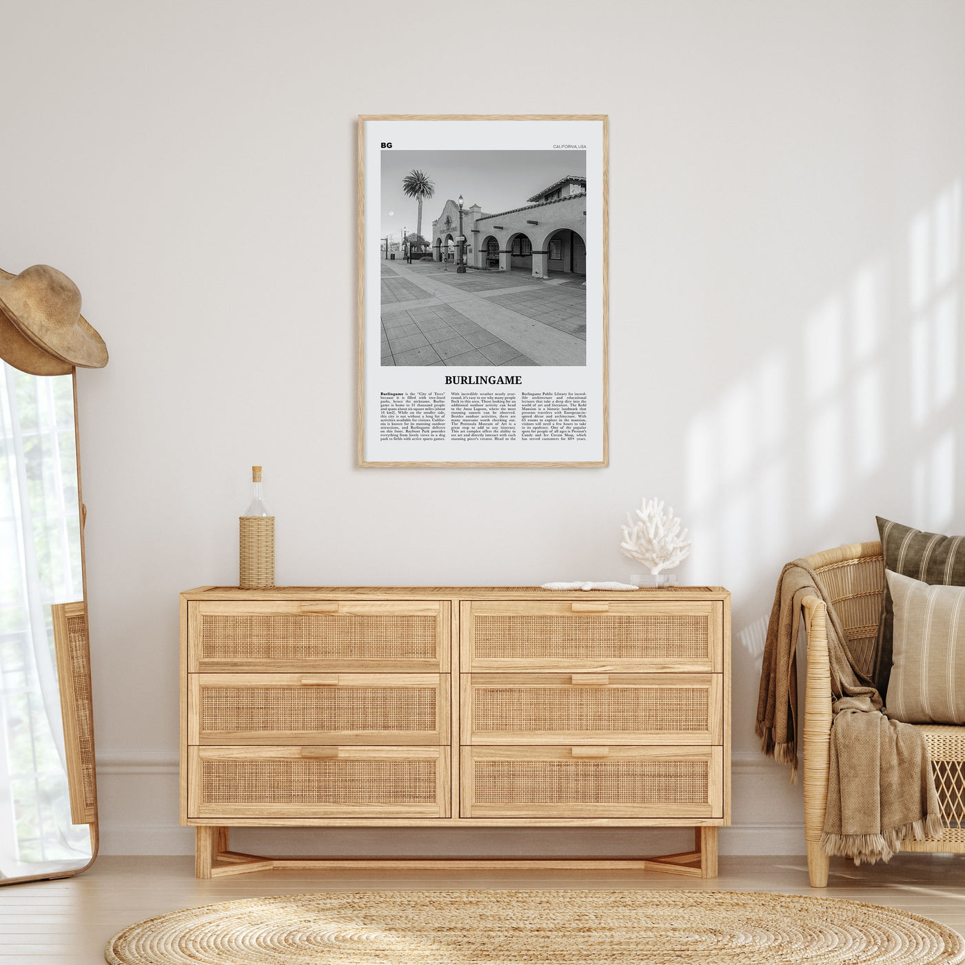 Burlingame Travel B&W Poster