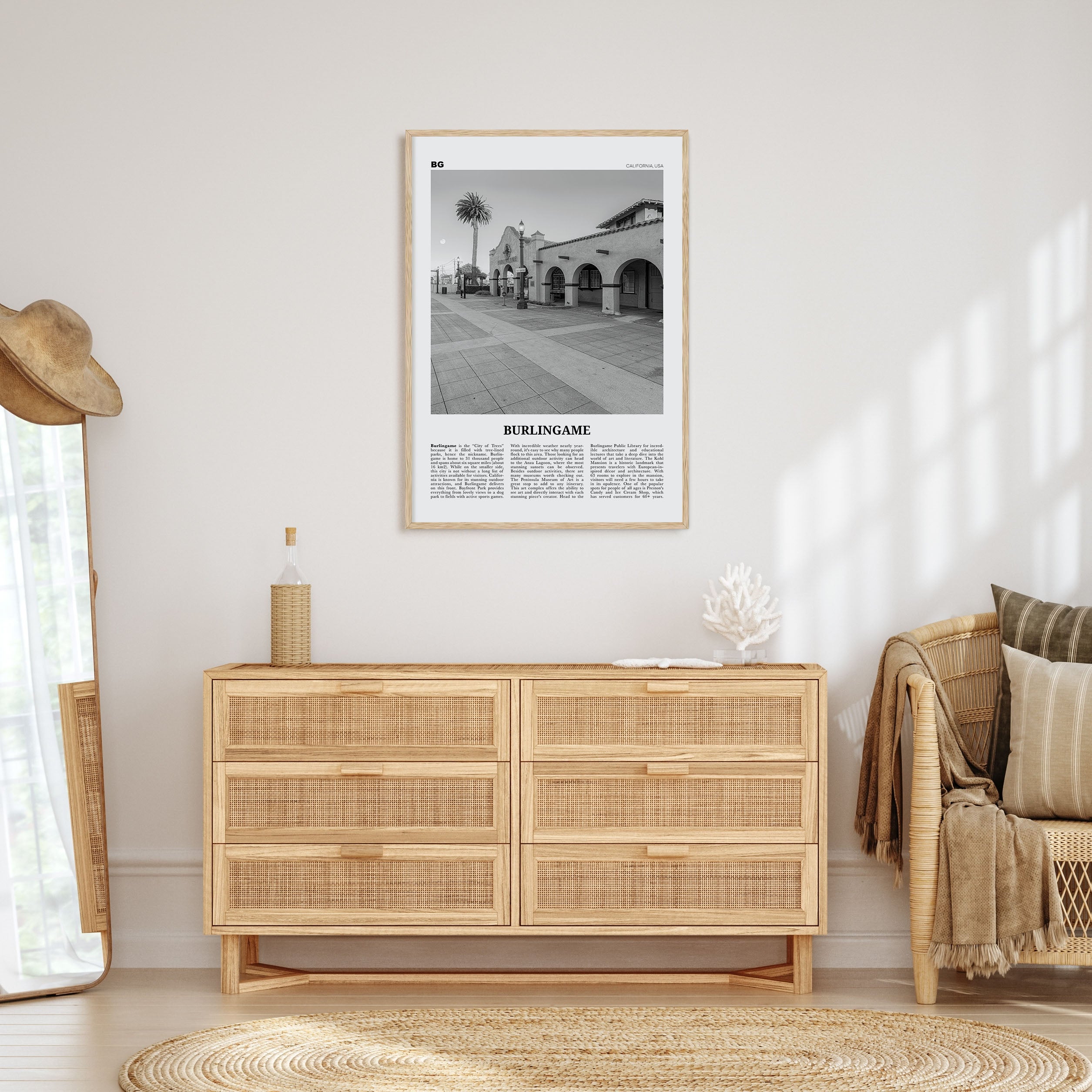 Burlingame Travel B&W Poster