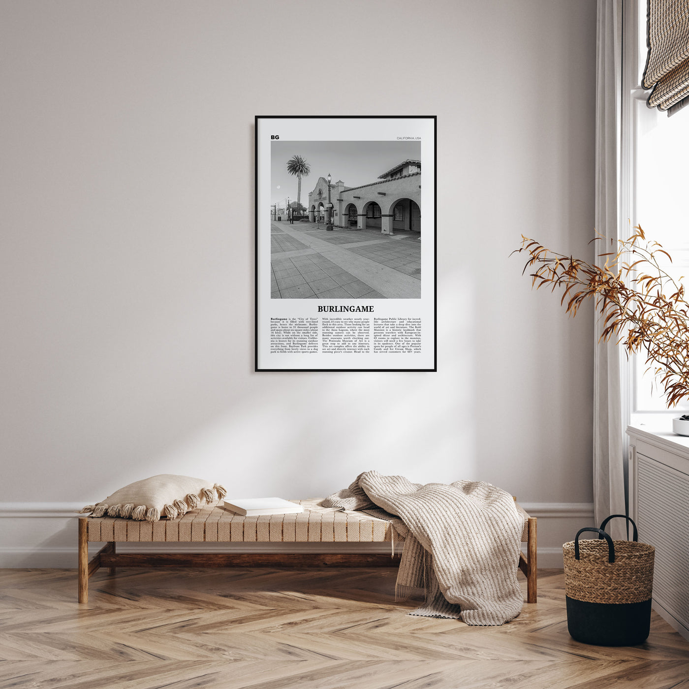 Burlingame Travel B&W Poster