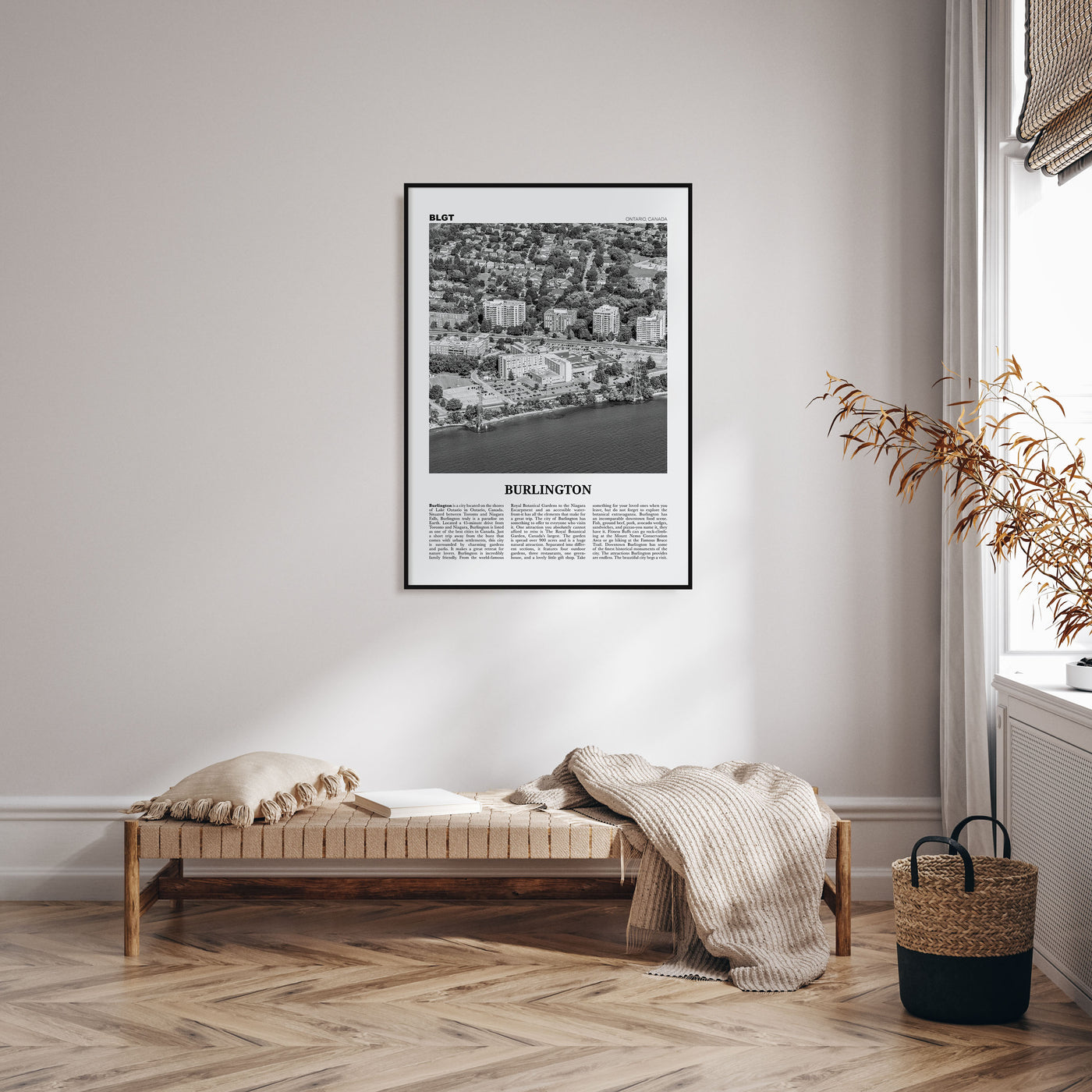 Burlington, Canada Travel B&W Poster