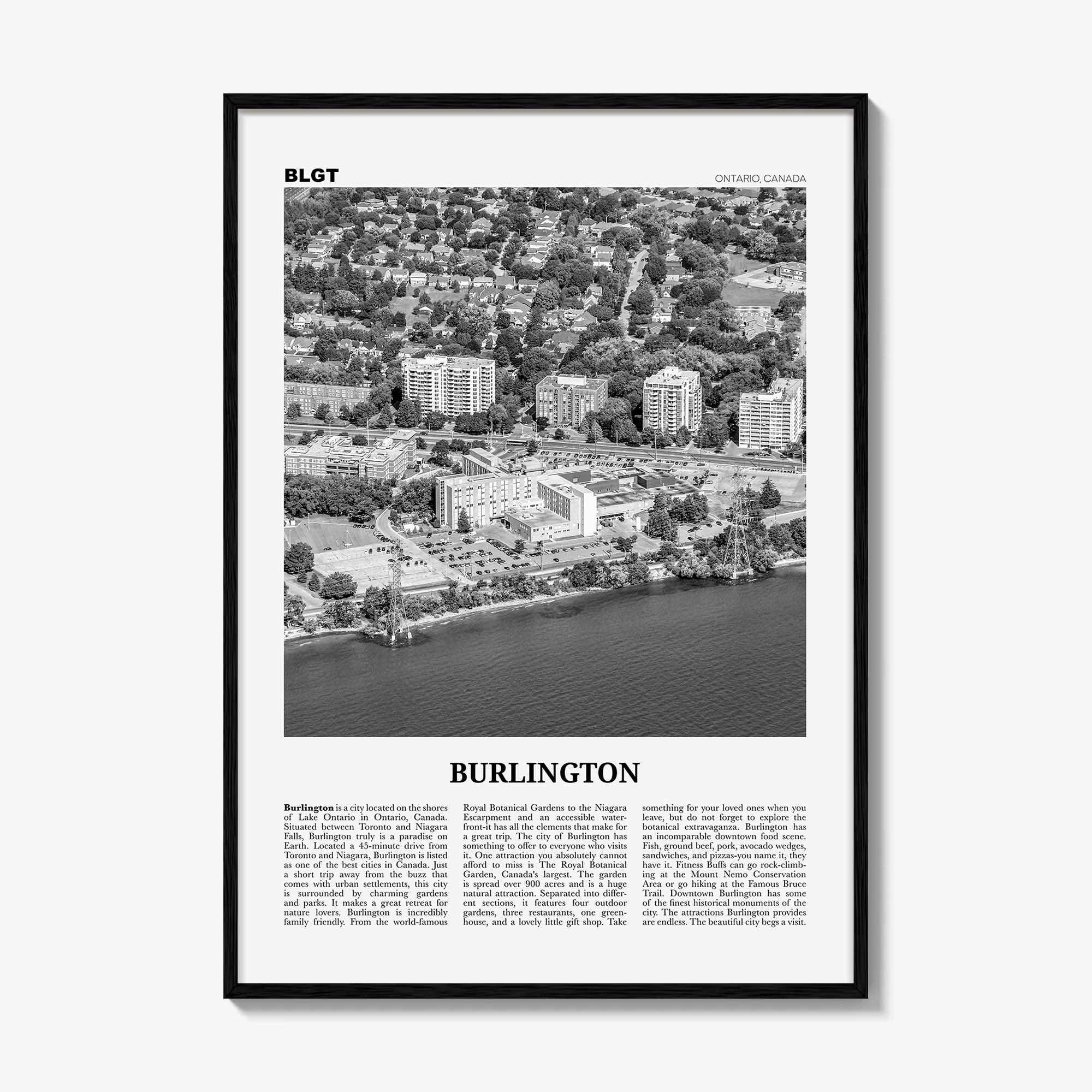 Burlington Print Black and White Canada, Burlington Wall Art, Burlington Poster, Burlington Photo, Burlington Wall Décor, Ontario, Canada