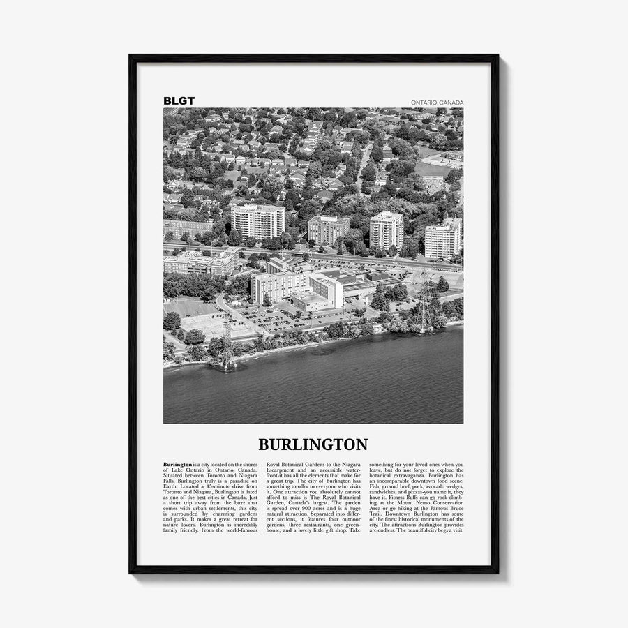 Burlington Print Black and White Canada, Burlington Wall Art, Burlington Poster, Burlington Photo, Burlington Wall Décor, Ontario, Canada