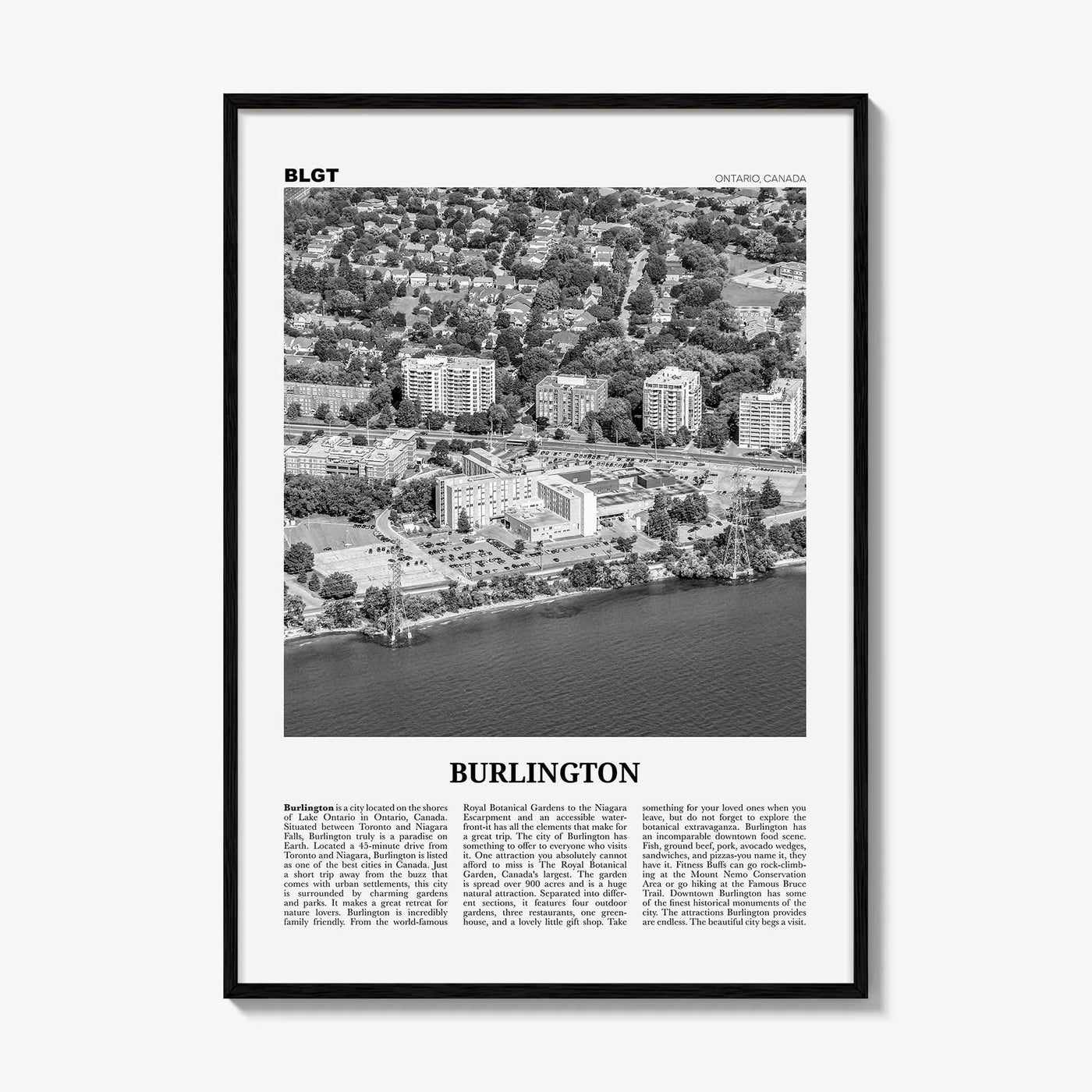 Burlington Print Black and White Canada, Burlington Wall Art, Burlington Poster, Burlington Photo, Burlington Wall Décor, Ontario, Canada