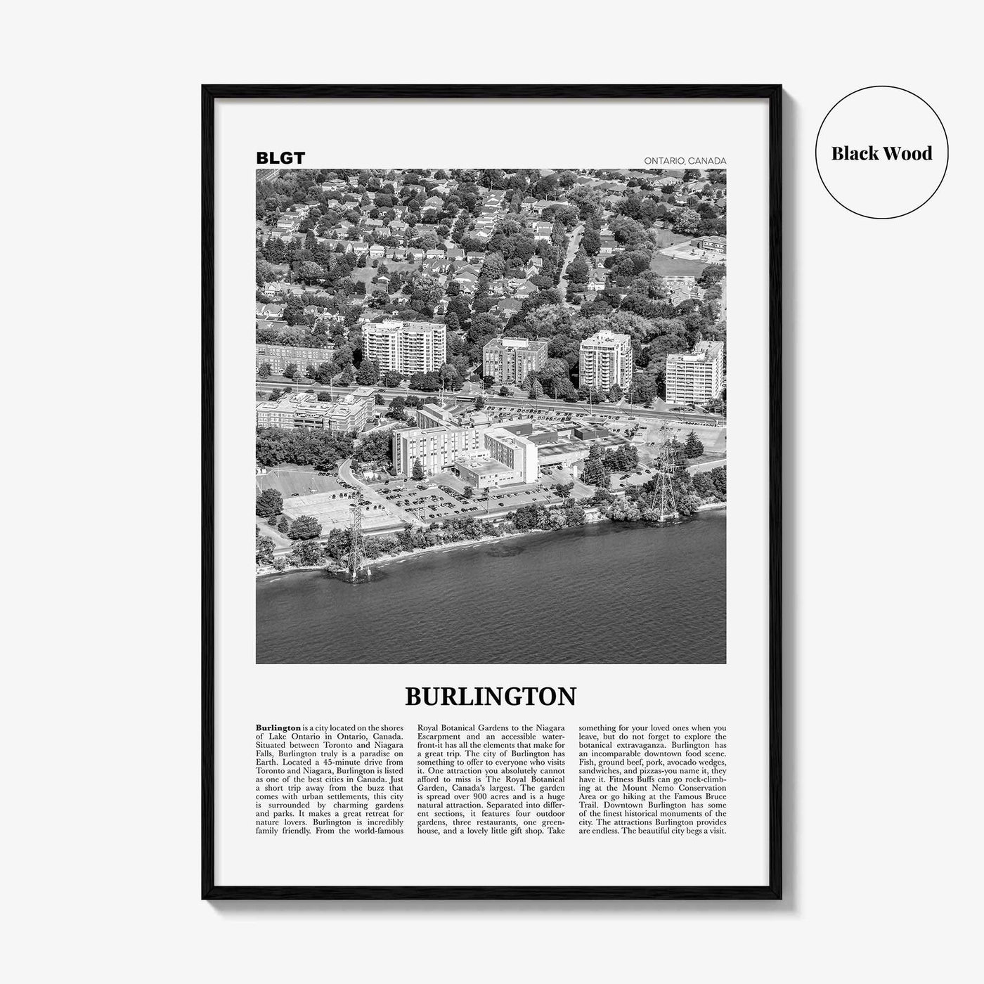Burlington Print Black and White Canada, Burlington Wall Art, Burlington Poster, Burlington Photo, Burlington Wall Décor, Ontario, Canada